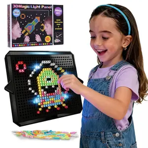 DIY Light-Up Pixel Art Lamp Beads Puzzle Plate Toy, Light up Creative Activity Toy, Customizable Led Lights, Educational Stem, Gift for Girls and Boys, Ages 4+ Stem Intelligence Development, Day Gift, Back-To-School Season Present, Led Rgb Light