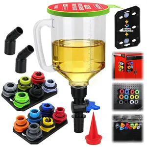 18-Piece Engine Oil Funnel Set, 1.59QT/1.5L Automotive Oil Funnel Kit with 12 Adapters, Elbow Fitting, Arrow Screen and Magnetic Storage Hooks Tray, Compatible with GM, Ford, BMW, Audi, Land Rover Etc, Christmas gift