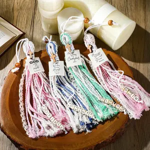4 Pcs Bible Tassel Bookmarks Christian Gifts for Women Multi Page Tassel Marker with Cross Charm for Bible Books 14 Inch Handmade Ribbon Marker Boho Reading Accessories for Book Lover Readers