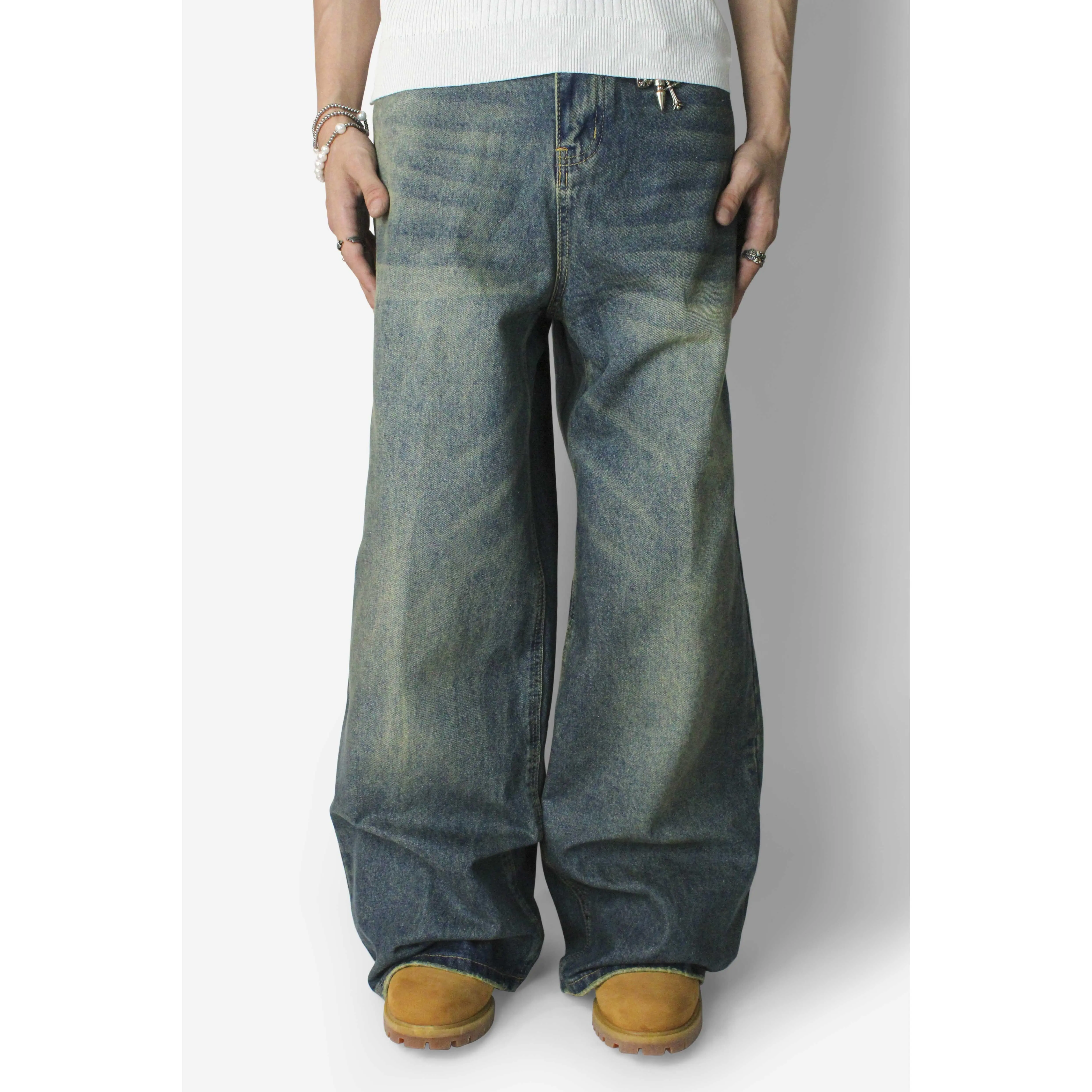 Croosh Baggy Jeans - Denim Pants with Distressed Look, Comfortable Fit, Ideal for Men's Day Wear and Streetwear