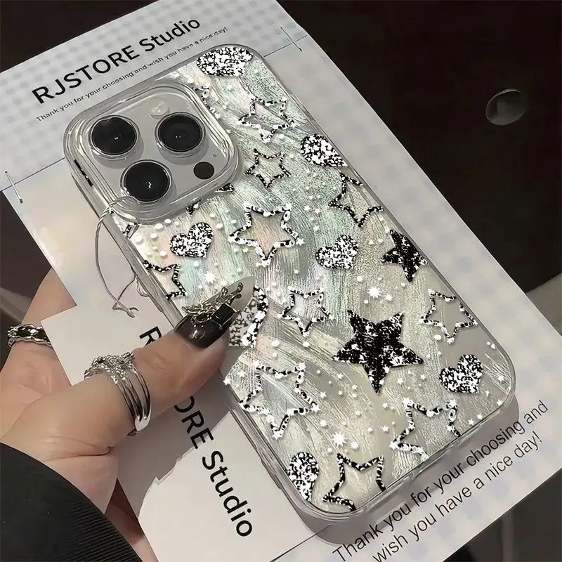 Dazzling Star Pattern Large-Hole TPU Smartphone Case - Drop-Proof, Non-Slip Cellphone Protection for iPhone 12-17, 11, X/XS Handheld Devices, Ideal Gift for Friends, Casing