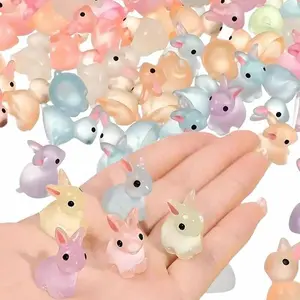 20pcs Mini Rabbit Figurines - Rabbit Mini Dolls, Cute Animal Design, Decorative Figurines, Used for Fairy Garden, Easter Cake Decoration, and Egg Filling Party Supplies, Garden Decoration, Desktop Decoration, Random Colors, Easter Bunny