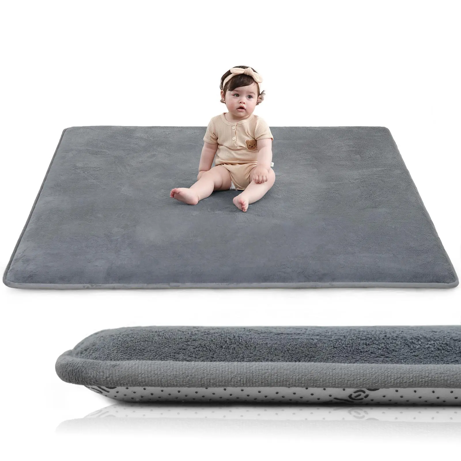Huloo Sleep Ultra Soft Baby Play Mat for Floor,1.3" Thick Elasti-Foam 50x50 Playpen Mat for Toddlers Infant kids,Non-Slip Backing Safe for Crawling&Tummy Time,Tatami Style
