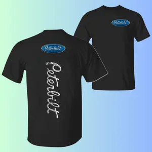 Peterbilt Graphic T-Shirt – 2side Vertical Script Tee, Classic Trucker Style, Unisex Cotton Summer Top, Vintage Rig Outfit, Retro Menswear Gift for Driver Fans