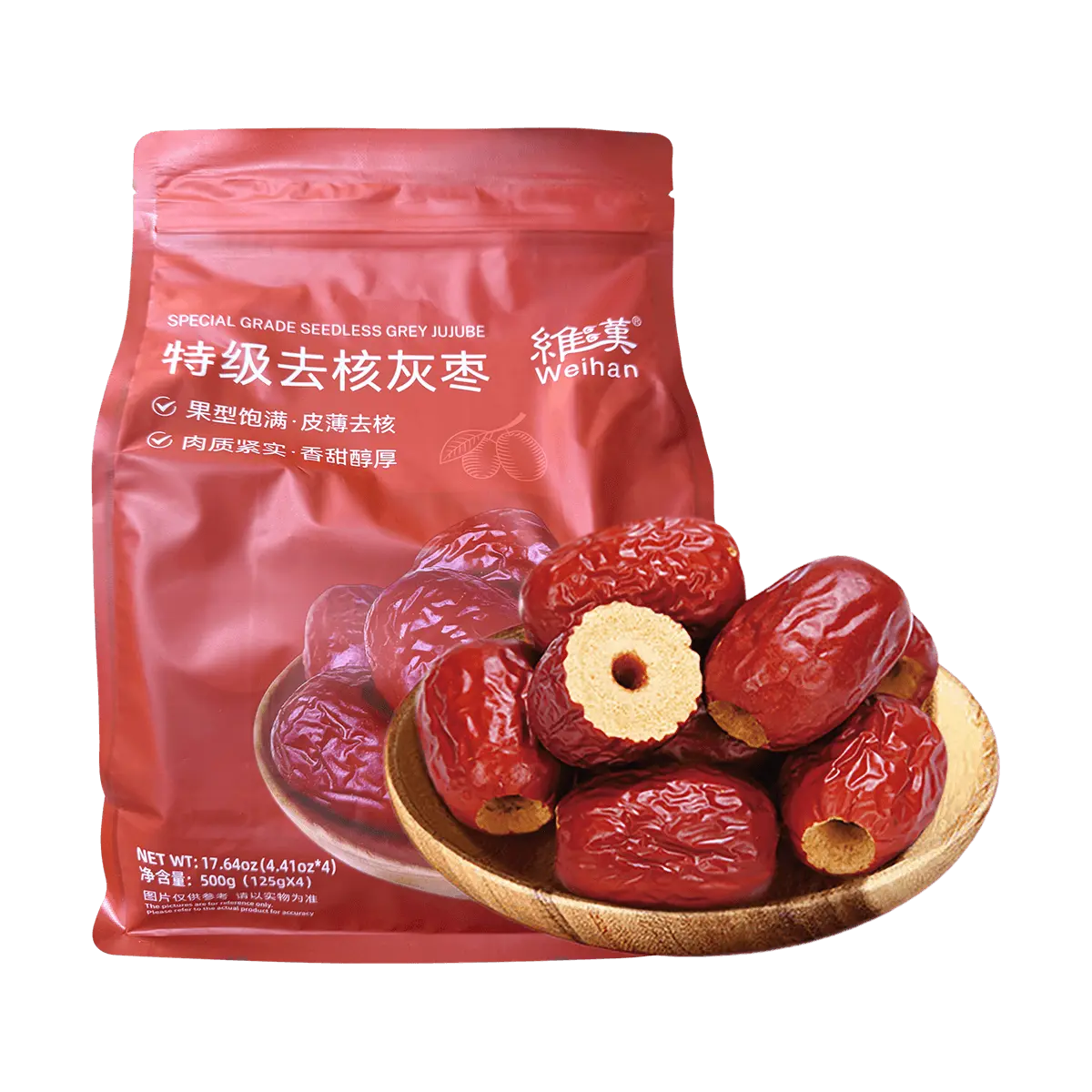 WEIHAN Premium Pitted Dried Red Dates 17.6oz -  Jujube Superfood