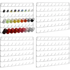 Thread Holder Organizer Wall 54-Spool Sewing Thread Rack 4 Pack Embroidery Spool Holder Organizer Wall Mounted with  Tools White