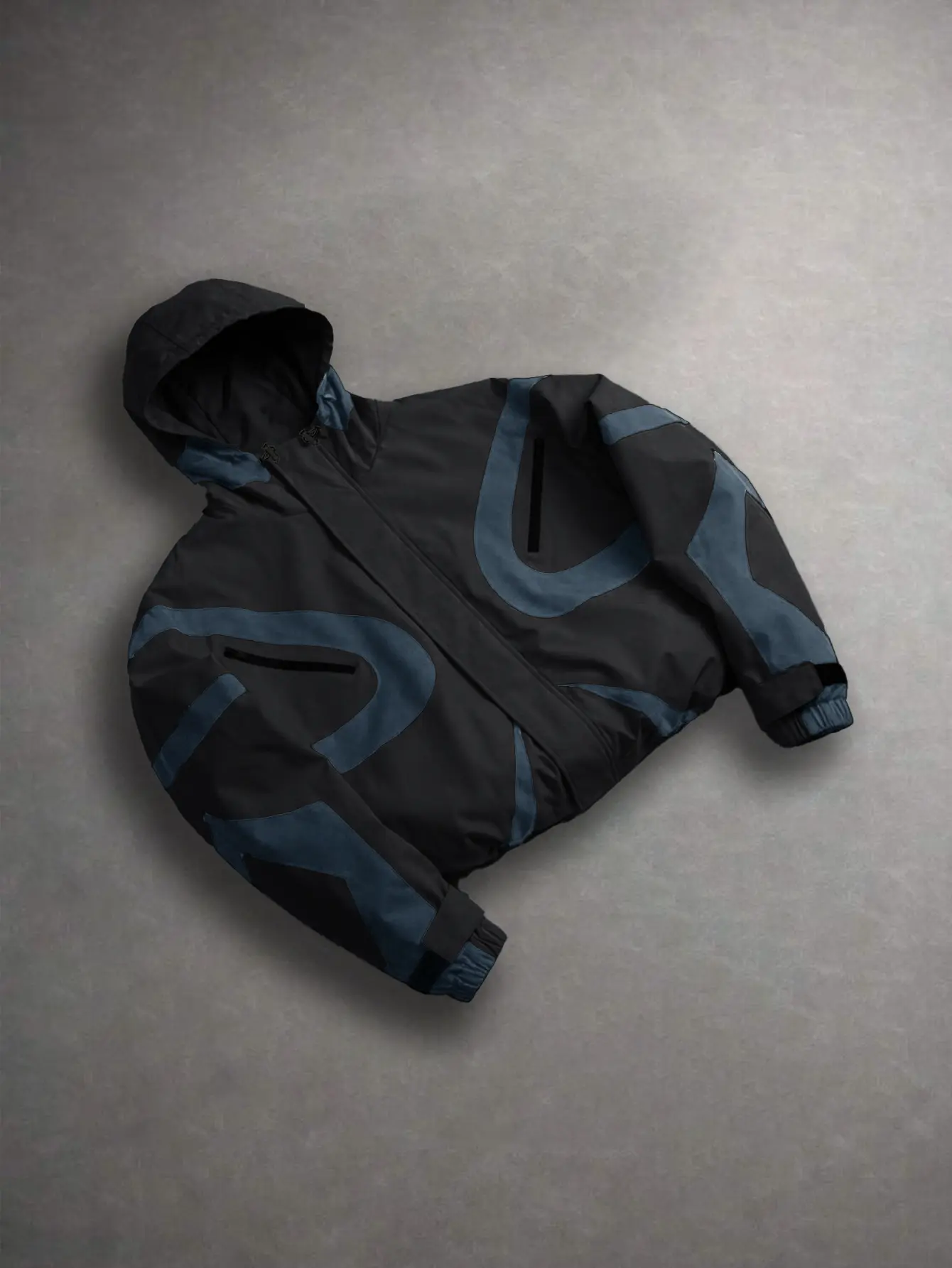Men’s 90s Vintage Black and White Color-Block Hooded Windbreaker - Waterproof, Smooth Fabric Shell, Zip Pockets, Gorpcore Street Style Casual Outdoor Jacket for Hiking, Commuting, Classic