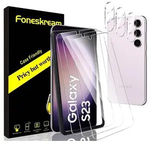 [3+3 Pack Compatible for Samsung Galaxy S23 Screen Protector 6.1 inch + Samsung S23 Camera Lens Protector Tempered Glass Case Friendly