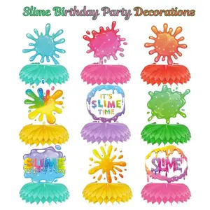 Slime Birthday Party Decorations, Slime Theme Honeycomb Centerpieces, Colorful Slime Table Topper Decor, Kids Birthday Party Supplies, Slime Party Favors