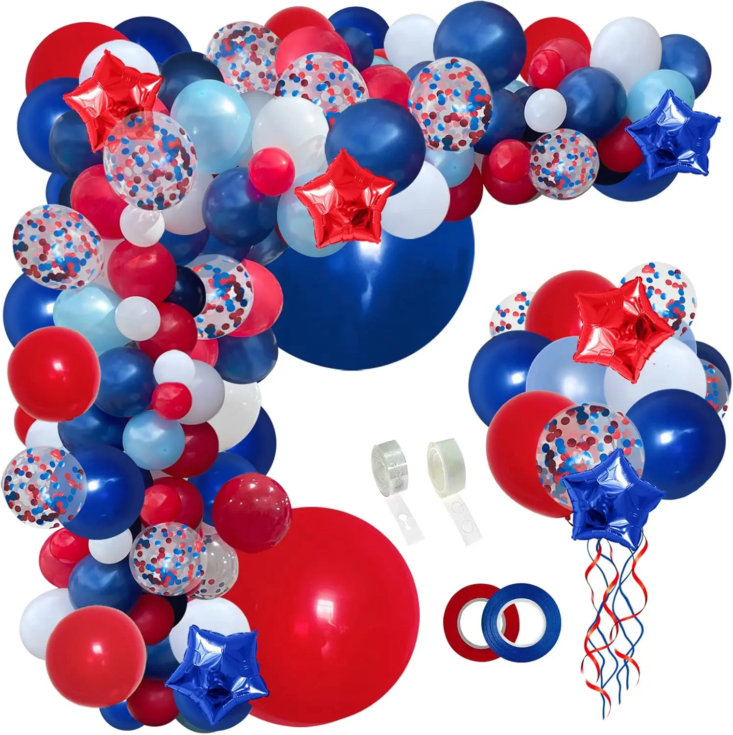 140PCS Navy Blue Red White Balloon Garland Arch Kit Graduation Class of 2024 Day 4th of July Patriotic Flag Veteran’s Day Nautical Baseball Spider Man One Birthday Party Decorations