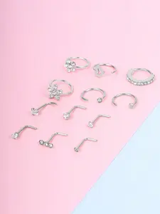Rhineston Nose Rings Hoops Rhinestone Nose Ring Heart Cz Nose Ring L Shaped Nose Rings Studs Silver Gold Nose Hoops Nose Piercings Jewelry 20g Stainless Steel Nose Studs Hoops,  Nose Piercing Jewelry For Women Men Spiral Nose Ring