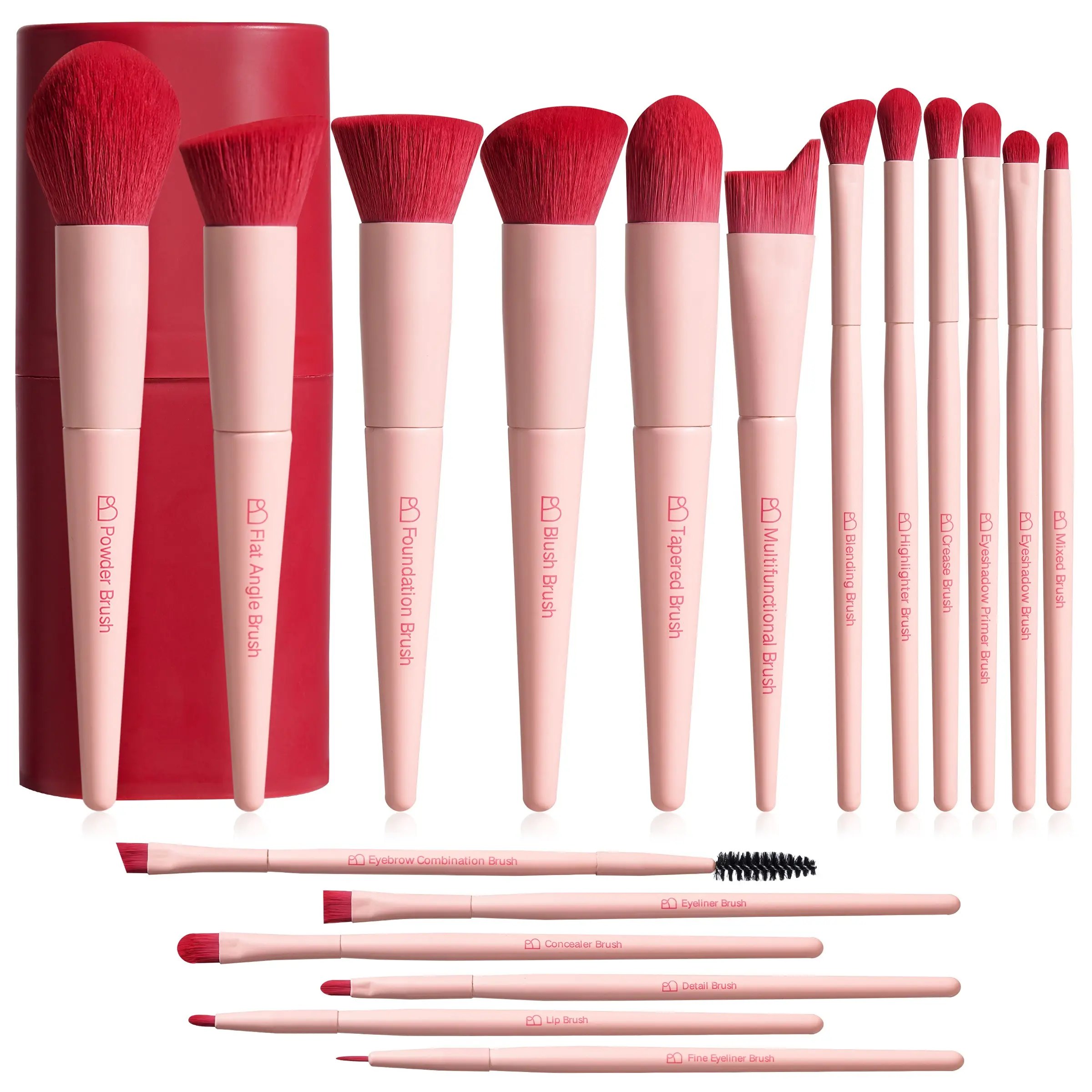 18-Piece High-Value Makeup Brushes Set with Storage Tube, Cosmetic Brush Set, Ideal for Foundation, Loose Powder, Blush, Concealer, Eyeshadow, Beginner Makeup Tools
