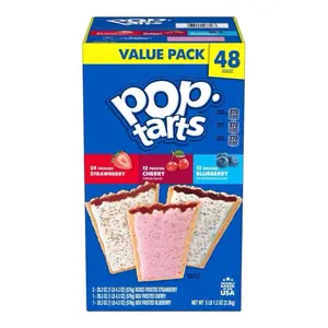 Pop-Tarts Value Pack 48 Pastries- Frosted Strawberry, Frosted Cherry, & Frosted Blueberry- 1 Box 5 Lb 2.1 Oz