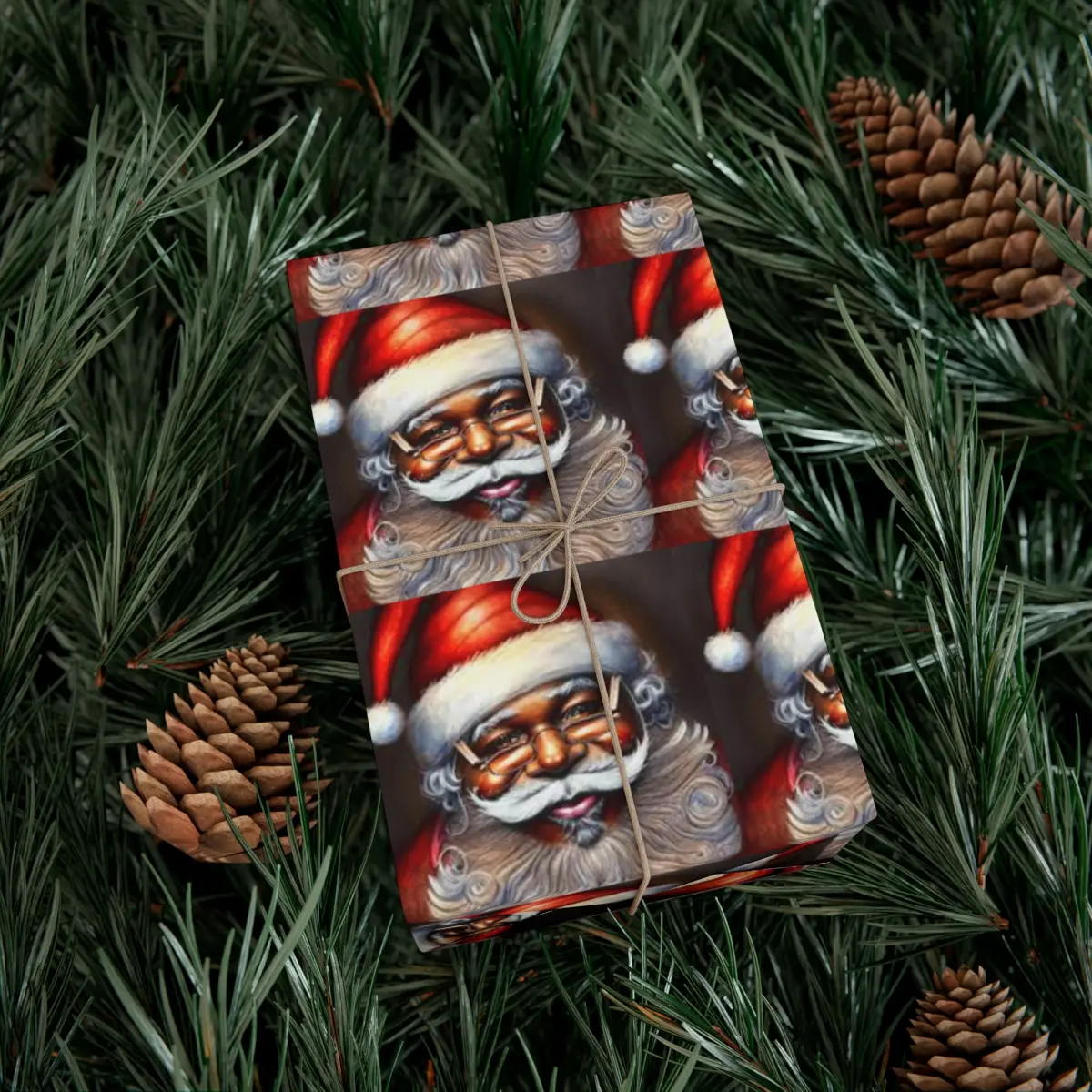 African American Santa Gift Wrap Papers