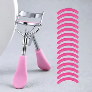 Portable Eyelash Curling Tools, 1 Count Stainless Steel Eyelash Curler with 15pcs Silicone Pad, Eyelash Curler Set, Professional Lash Makeup Tools for Lash Extensions, Curl Lashes