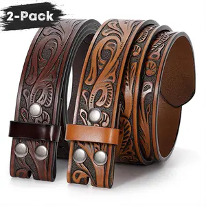 Unisex 2-Pack Western Cowboy Belt Strap Without Buckle For Men Women Cowgirl Cowboy Leather Jeans Belt