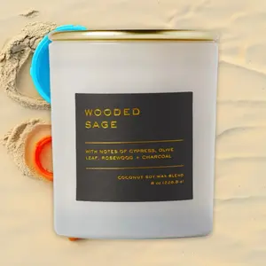 Threshold Jar Candle,8oz,Black Label,Wooded Sage,Trending Home Fragrance,TikTok Hot Sale,Lidded Glass Scented Candle,Aromatherapy for Nature Vibes