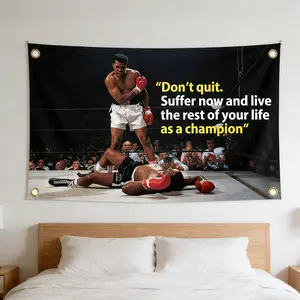 Cool Motivational Quote Flag 3x5 Ft Inspirational Wall Art for Room Decor Girls Guys Dorm Poster with 4 Brass Grommets Indoor Outdoor Hanging Boxing Theme