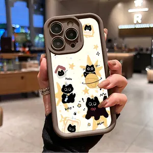 Hello Cute kitty Pattern TPU Phone Case for iPhone 16 15 14 Pro Max 13 12 11 XR XS Plus Shockproof Full Camera Protection Durable slim Silicone Cover Cellphone Protective