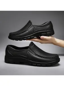 Men's Large-Size Non-Slip Driving & Chef Shoes, Casual Slip-On Leather Shoes, Home & Outdoor Dual-Use, for Daily Commuting & Business Wear Footwear