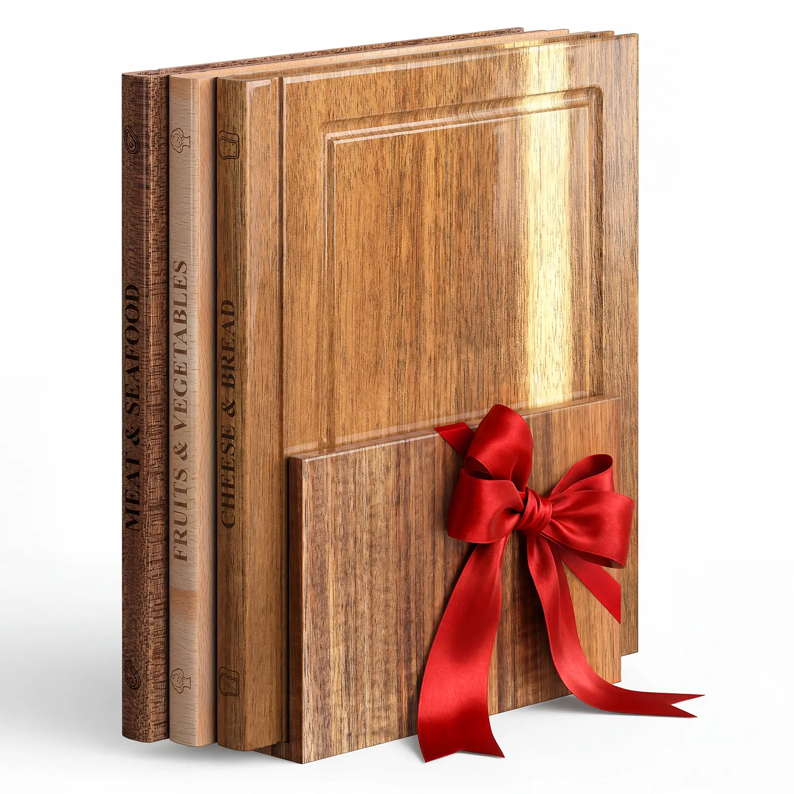 3-Pack Aesthetic Book-Shaped Acacia Wooden Cutting Boards with Stand, 100% Hand-Polished, Non-Toxic Food-Safe Durable Chopping Board for Knives, Ideal Cooking Kitchen Essential Gift, Wooden Cutting Board