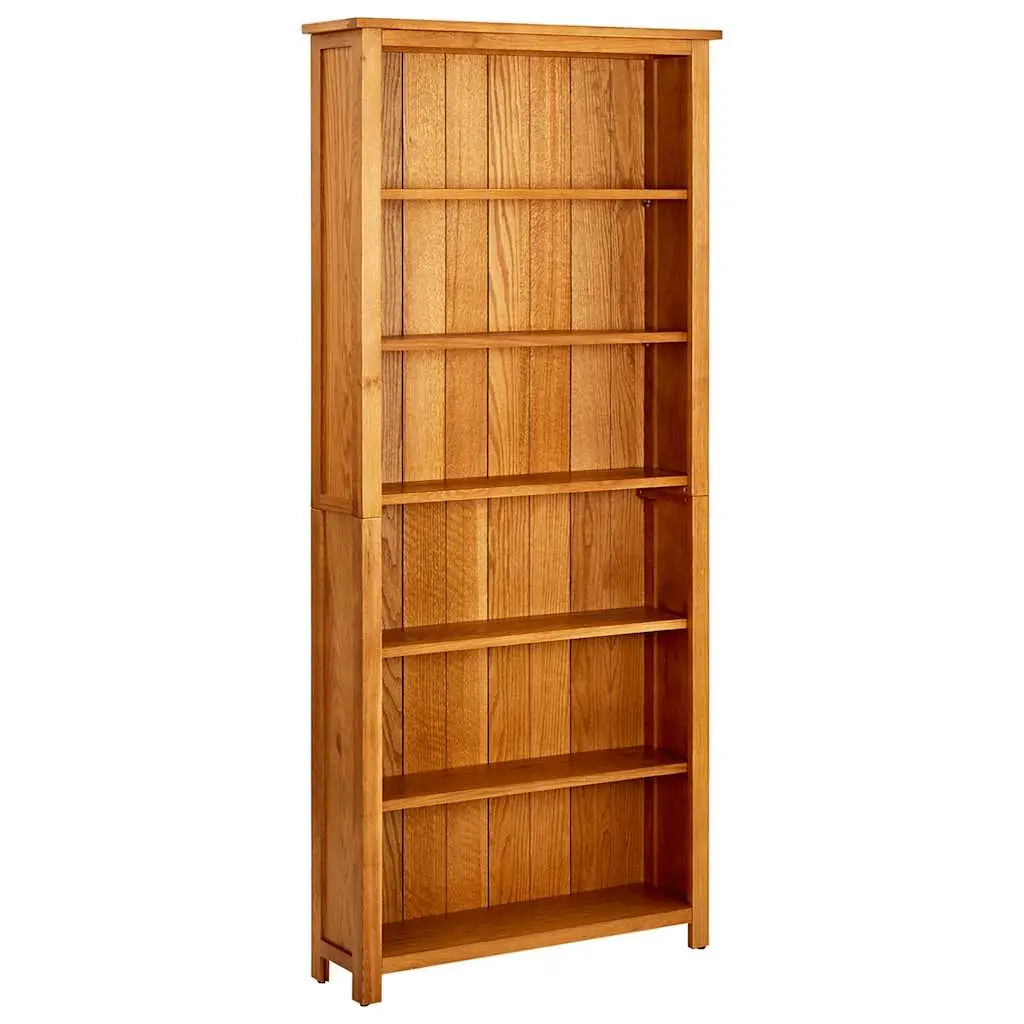 vidaXL Bookshelf, 6-Tier Bookcase Book Rack, Wall Bookshelf for Office Living Room, Open Shelf Bookcase Standing Shelves, Farmhouse, Solid Oak Wood 244470