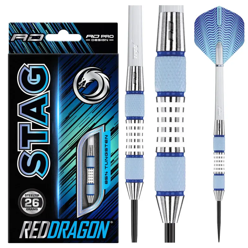 Red Dragon Darts Stag Grey Steel-Tip Darts - Darts Gear with Precision Grip, Unique Aesthetic Appeal, Darts Tips