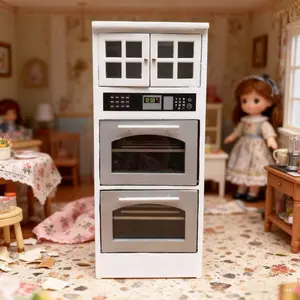 1:12 Dollhouse Mini Furniture Model Kitchen Scene Microwave Oven Stove Cabinet Set Christmas New Year Easter Decoration