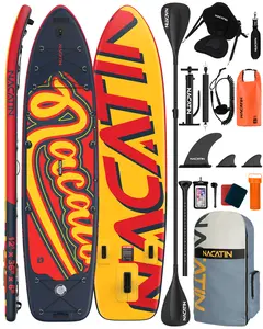 Inflatable Stand Up Paddle Board 12' with Kayak Seat & Dual Paddles – Premium SUP Board for Adults & Families Includes Kayak Conversion Kit, Pump, Leash & Accessories – Stable Wide Deck for Beginners