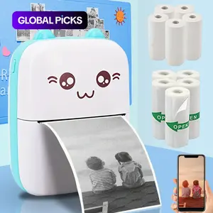 Ink-free Printing Mini Printer, Printing Machine, Sticker Printer, 1 Set Portable Thermal Printer with 5 Rolls Thermal Printing Paper & 5 Rolls Self-adhesive Printing Paper, Birthday Gifts #GLOBAL PICKS
