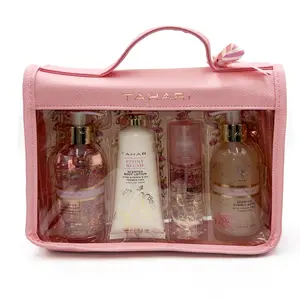 Tahari 4PC Bath & Body Peonies & Rose Vines Gift Set Soft Floral Glow Hydration Scented Body Care Travel Case Included