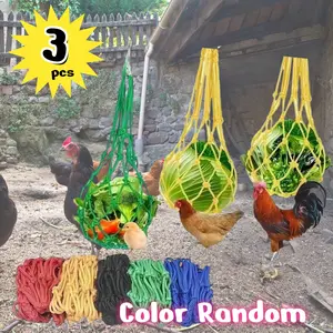 Nylon Hanging Chicken Feeder, 1pc/3pcs Random Color Chicken Feeding Bag, Pet Feeding Tool for Chickens, Geese, Ducks, Sheep, Cattle, Horses