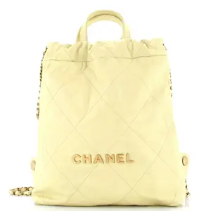 Pre-owned CHANEL Leather Backpacks 22 Chain Backpack Quilted Calfskin Medium by Rebag