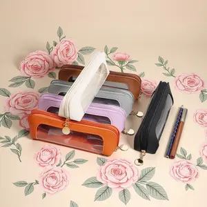 Transparent Makeup Bag, 1 Count PU Leather Makeup Organizer with Zipper, Cosmetic Storage Bag, Makeup Tool Organizer for Travel, Party, Outdoor