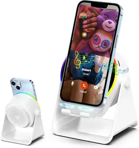Muha Cell Phone Stand Mount for Desk, Adjustable Height & Angle Phone Holder, 360 Degree Rotating Desktop Phone Stand Compatible with iPhone, Samsung and All Phones  Smartphone Cellphone