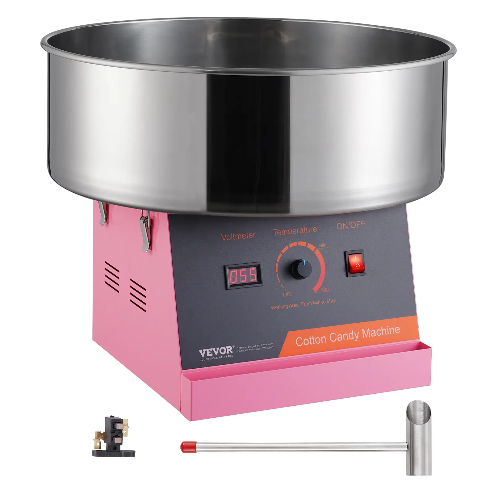 【Summerfinds】VEVOR Electric Cotton Candy Machine 1000W Candy Floss MakerCommercial Cotton Candy Machine with Stainless Steel Bowland Sugar ScoopPerfect for Home Kids BirthdayFamily Party (Pink)