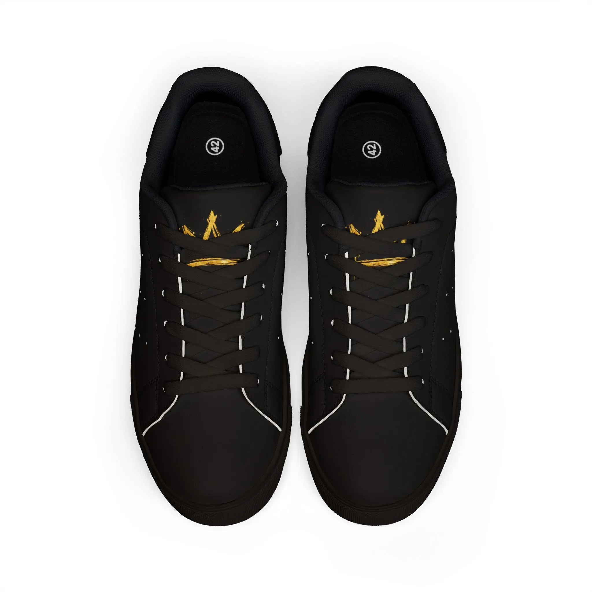 Men's Low-Top Leather Lace-Up Casual Trainers, Black Minimalist Laces Casual Shoes, Laces Casual Trainers