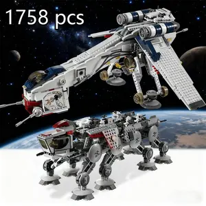Republic Dropship with At-Ot Walker Building Toy, Detailed Design, Perfect Gift for Kids, Durable Material, Fun Playtime Companion