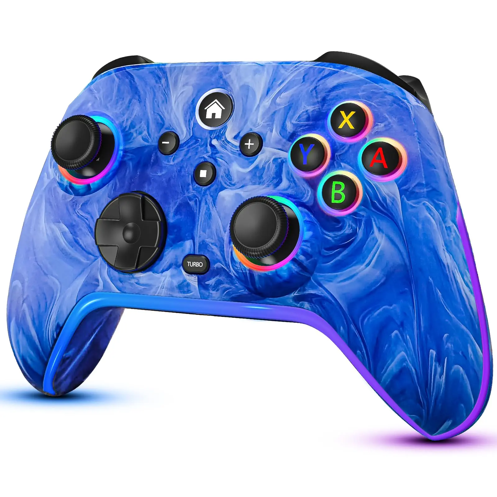 Controller-wireless-switch-pro-controllers-blue Compatible With Switch/lite/oled 1200mah Rechargeable Remote Gamepad Joystick 10 Rgb Led Light 6-axis Gyro Turbo Wake Up Motion