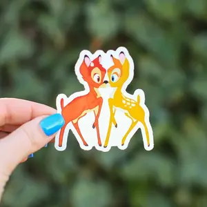 Bambi Sticker, Sticker, Bambi and Feline Sticker, Gift, Stickers, Laptop Stickers, Vinyl Stickers, Water Bottle Sticker, Glossy Decor Decorative