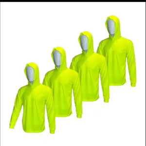 2 or 4 Pack of Hi-Vis Hooded Long-Sleeve Safety  Hoodie Breathable Fabric Protective Clothing Menswear Workwear