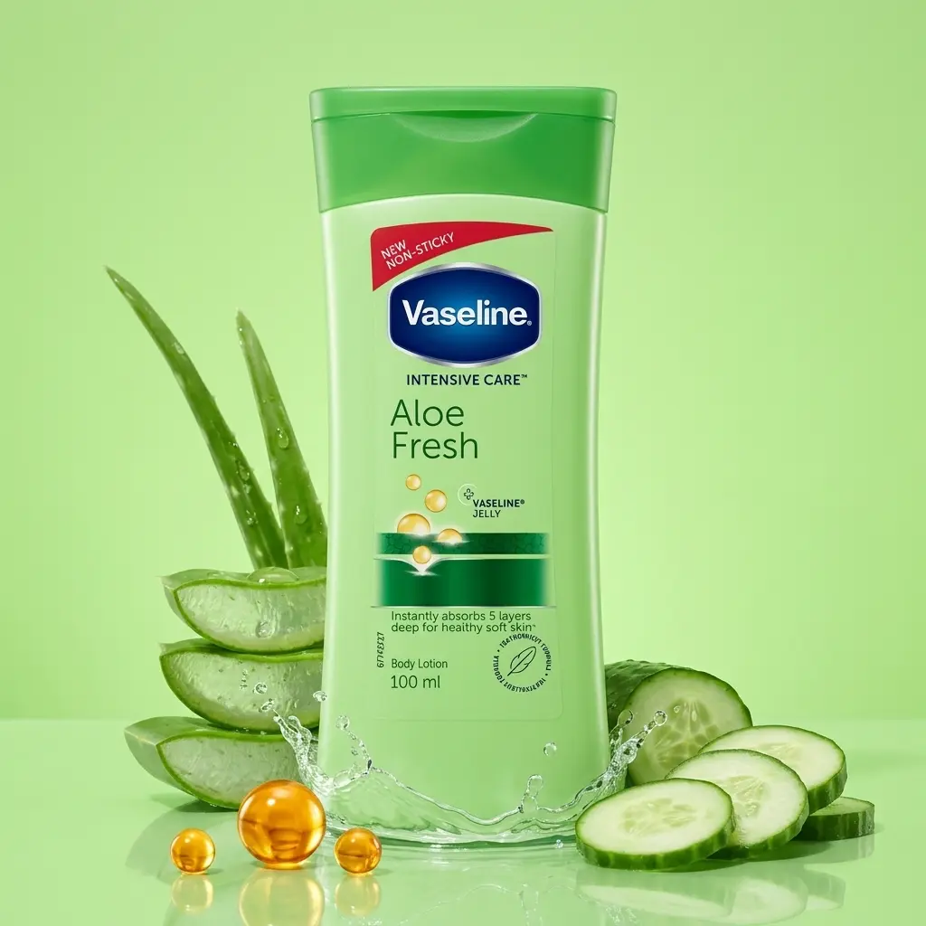 Vaseline Intensive Care Aloe Fresh Body Lotion, Lightweight Moisturizer with Aloe Vera for Sensitive Skin, Soothing Body Care, Fresh Scent - 100ml