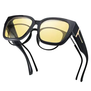 Trendy Oversized Fit Over Night Vision Driving Glasses Anti Glare for Women Men Polarized Nighttime Glasses IF7511