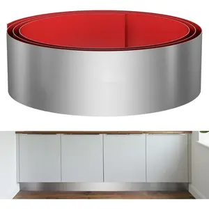 Self Adhesive Stainless Steel Toe Kick Cover 6" x 102" Brushed Nickel Baseboard Kick Plate for Bottom of Door Kitchen Island Cabinet Cupboard