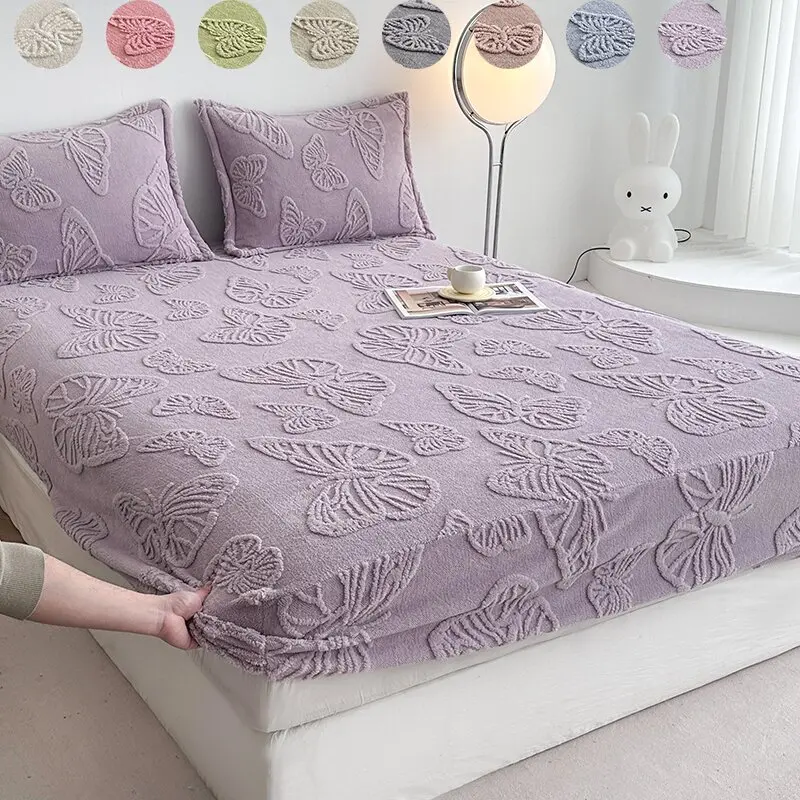 Butterfly Bed Sheet Set, Decorative Bedsheet Sets, Bed Sheets Set, Soft Comfortable Washable, Queen King Size, Deep Pocket, Includes 1 Fitted Sheet and 2 Pillowcases, Bed Sets Supplies