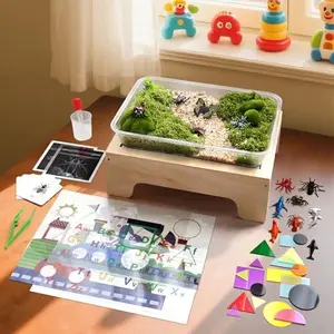 Light Table for Kids -Sand Painting Light Box All-in-One Sandbox Alternative with Tracing Light Box, 10 Dimming Levels & 50+ Pieces(USB) New Year Gifts
