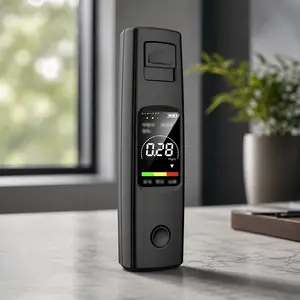 Portable high-precision alcohol detector, breathalyzer with a wide measurement range of 0.00–0.40%, rapid-response BAC measurement, shock-resistant and durable LCD backlit display, self-testing tool for driving safety