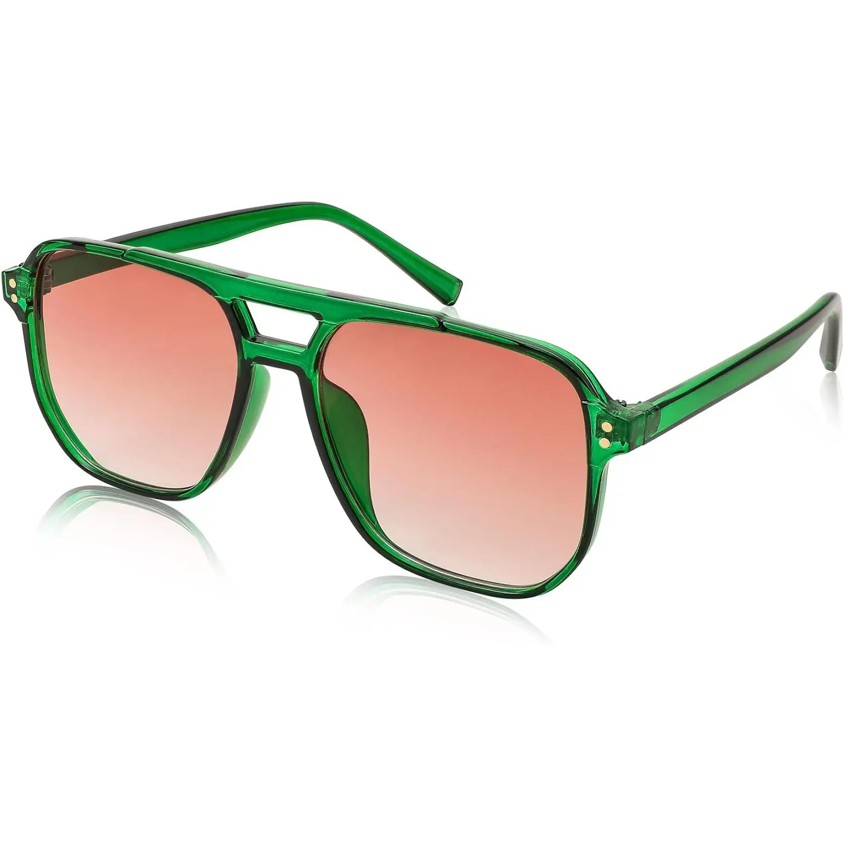 FEISEDY Retro Square Sunglasses for Women, 70s Vintage Double-Beam Retro Look Plastic Frame, UV400 Eye Shield, Women's Fashion Accessories, Going Out Accessories