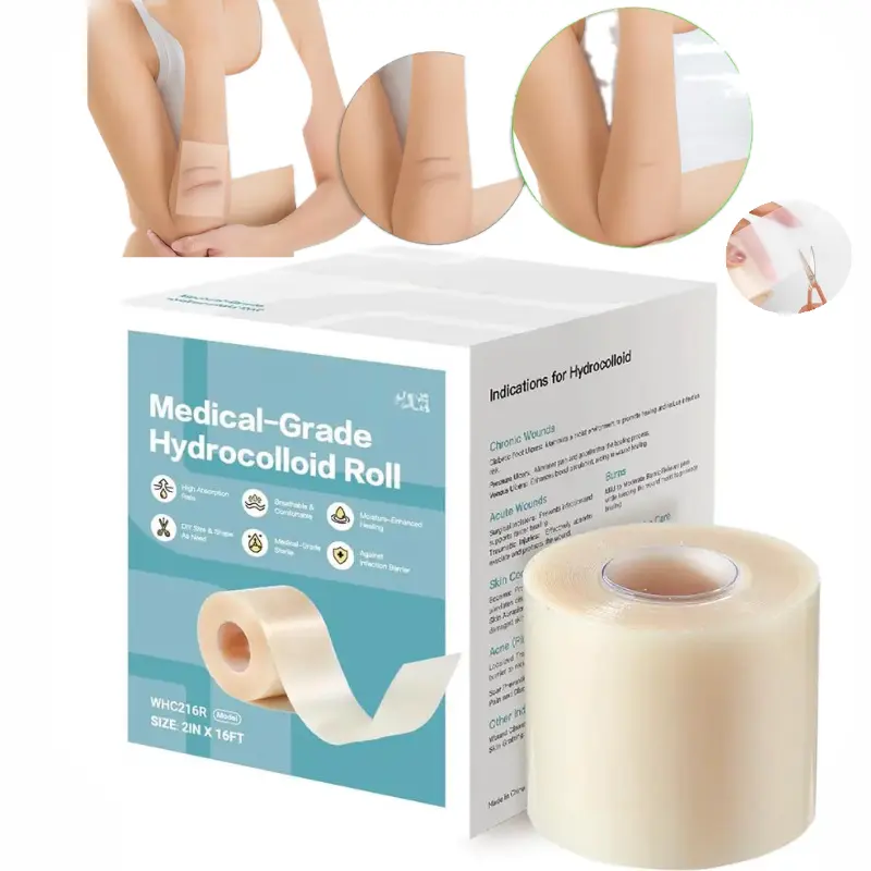 Hydrocolloid Acne Patch Roll,self-cuttable adhesive patch, waterproof acne patch bandage that effectively covers acne and wounds to promote healing.  extra-large hydrocolloid patch bandage is self-adhesive, highly absorbent, flexible,(5*150cm) Skin Repair