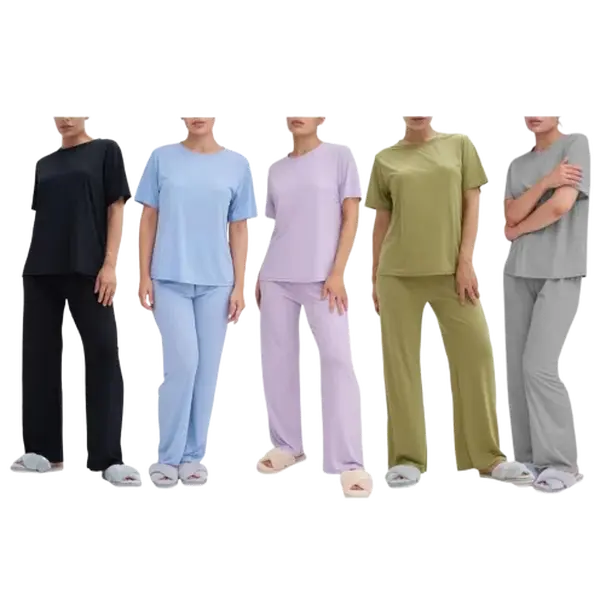 Talmont Women's Pajama 2-Piece Lounge Set, Short Sleeve Shirt & Pants, Silky Soft Sleepwear